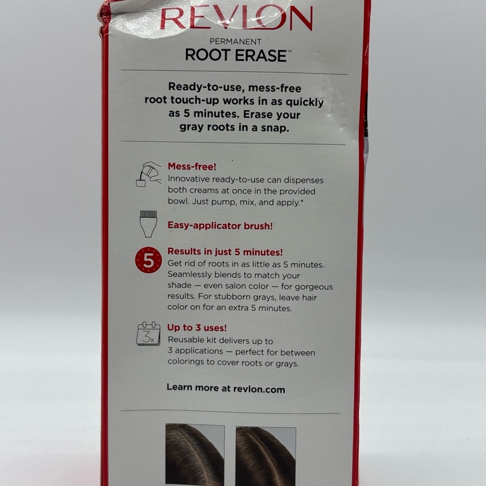 Revlon Root Erase Permanent Hair Color Touchup Hair Dye #4 Dark Brown Rare - Picture 2 of 5